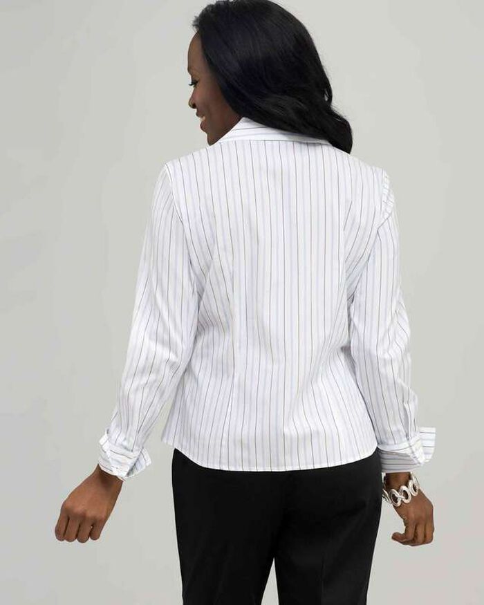Platinum Blue Stripes Easy Care Fitted Shirt, White, large, image 2