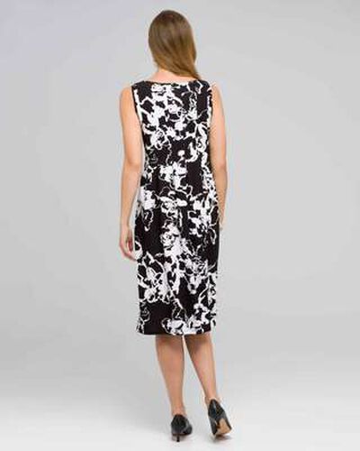 Floral Scoop Neck Tank Dress, Black & White, medium, image 2