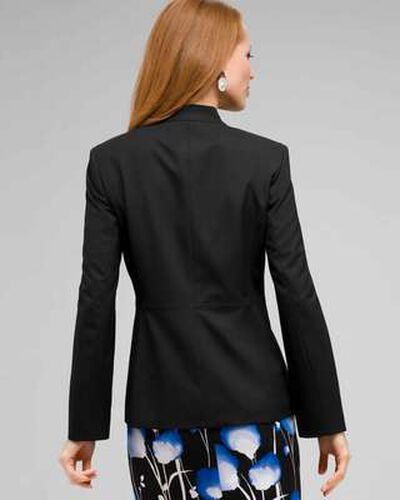 V-Neck Jacket, Black, medium, image 2