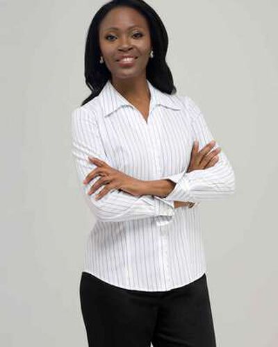 Platinum Blue Stripes Easy Care Fitted Shirt, White, medium, image 1