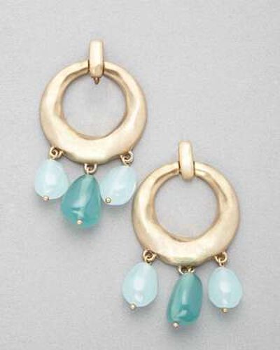 Turquoise and Gold Hoop Earring, Gold, medium, image 1