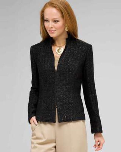 Textured Zip Front Jacket, Black, medium, image 1