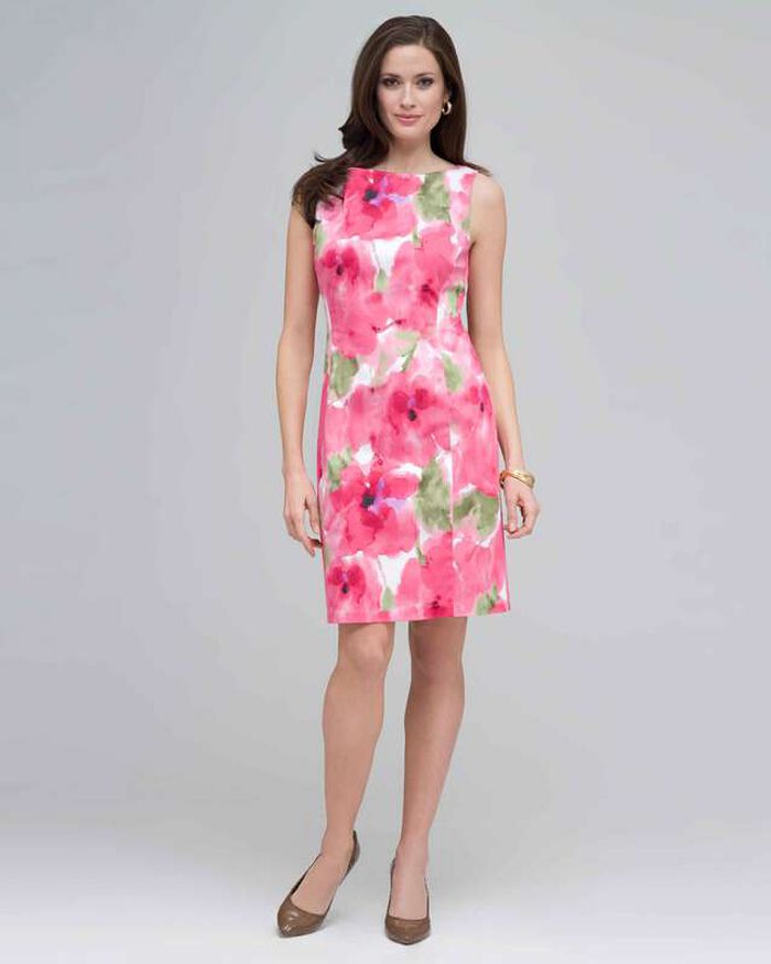 Floral Sheath Dress., Pink Gem Combo, large, image 1