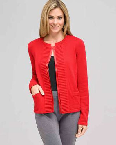 Rib Trim Cardigan, Firecracker, medium, image 1