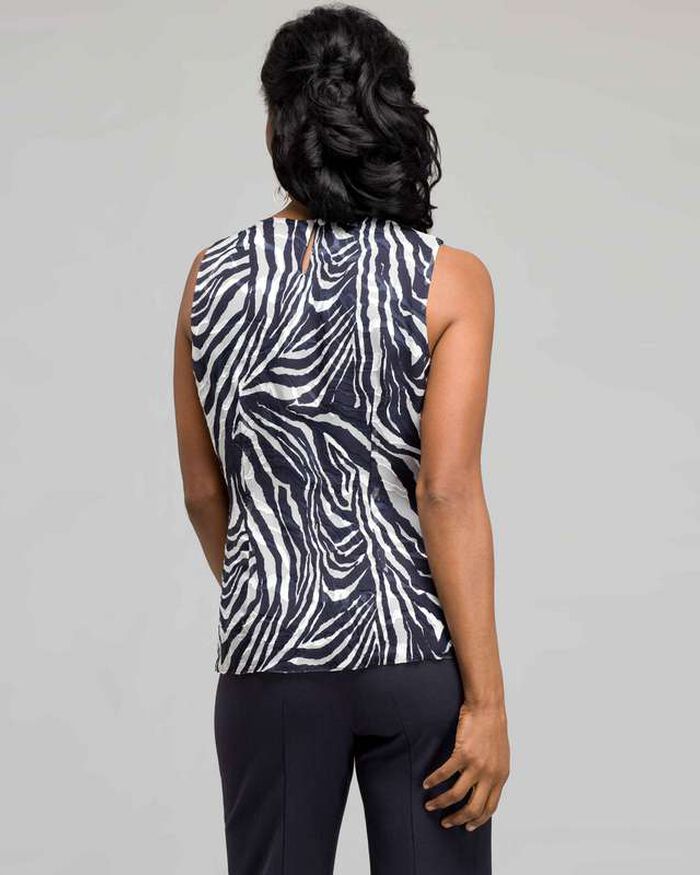 Sleeveless Zebra Print Blouse, Ink & White, large, image 2