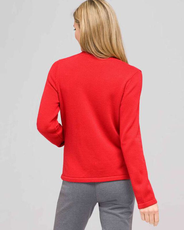 Rib Trim Cardigan, Firecracker, large, image 2