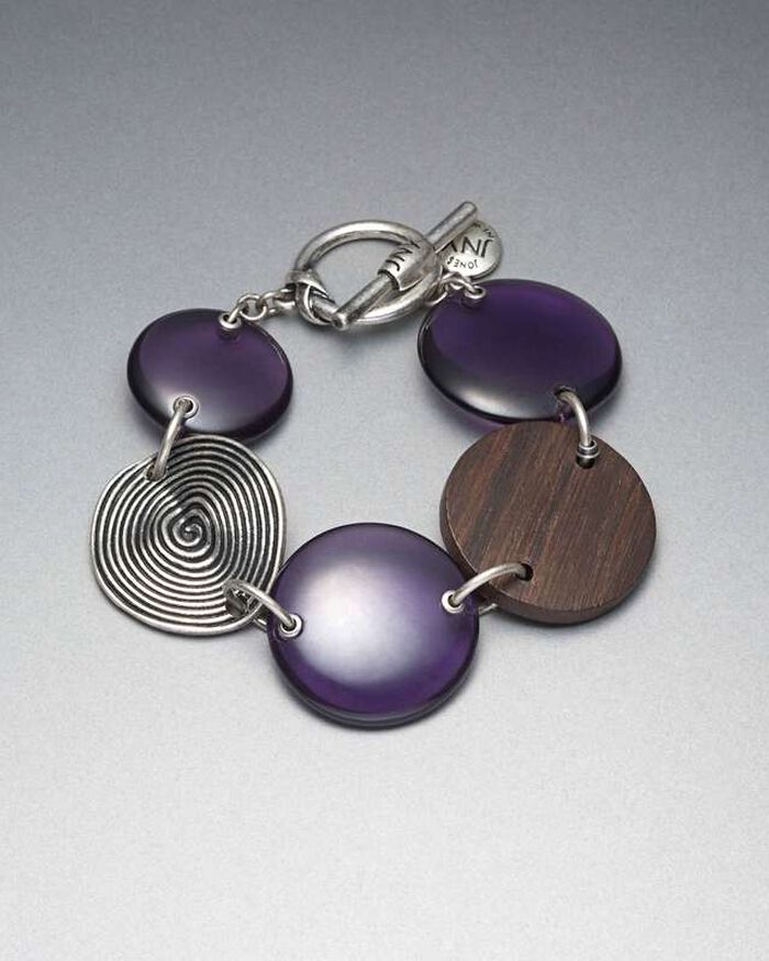 Silver and Purple Button Bracelet, Silver Ox, large, image 1
