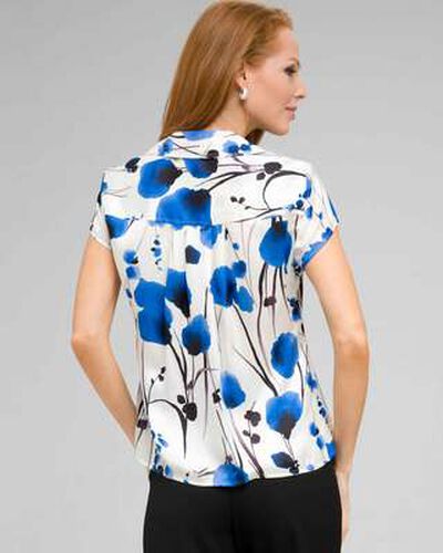 Floral Cap Sleeve Blouse, Ivory Multi, medium, image 2
