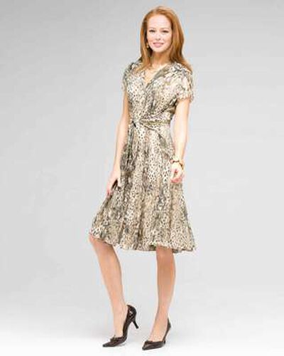 Tie Front Animal Print Dress, New Rattan Multi, medium, image 1