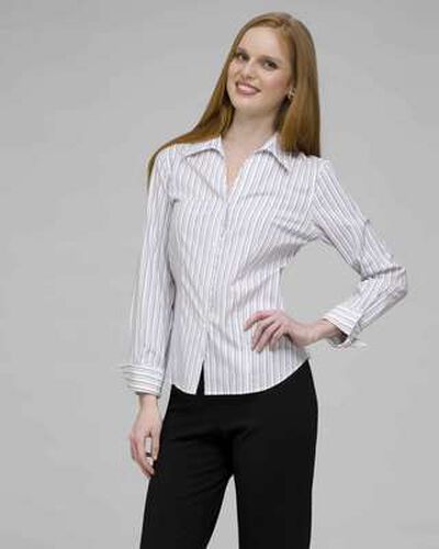 Platinum Red Stripes Easy Care Fitted Shirt, White, medium, image 1