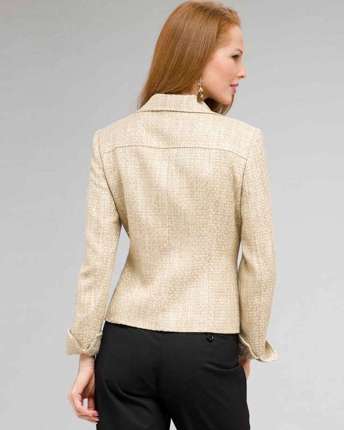 Notch Collar Basket Weave Jacket, New Rattan Multi, large, image 2