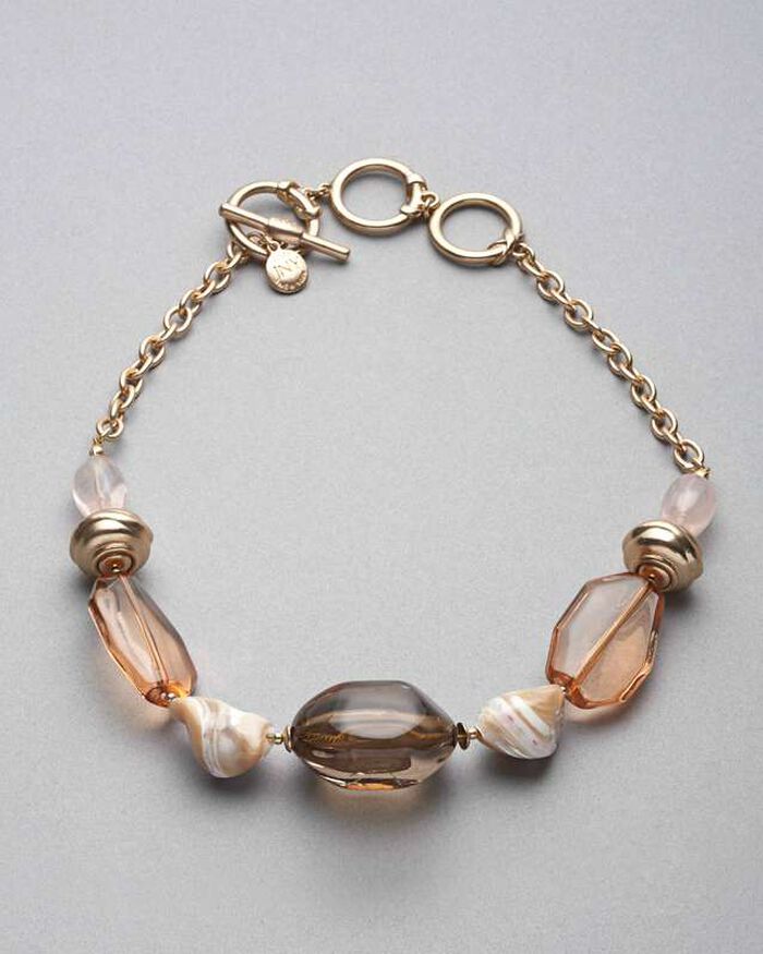Pink and Brown Collar Necklace, Gold, large, image 1