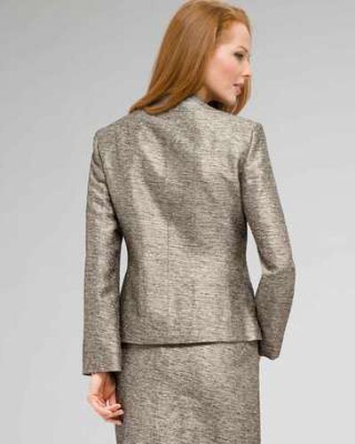 V-Neck Shimmer Jacket, Black Multi, medium, image 2