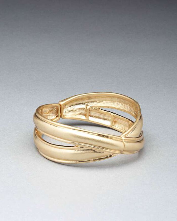 Worn Gold Cuff Bracelet, Gold, large, image 1