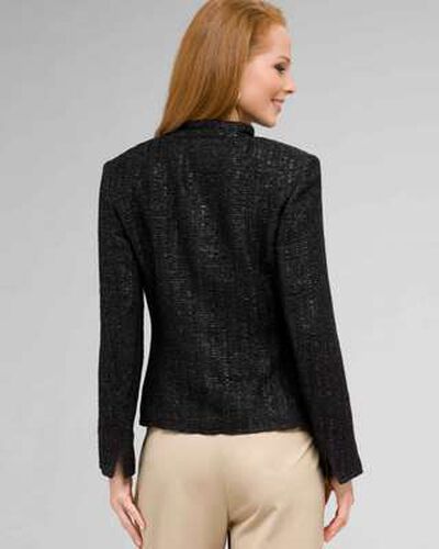 Textured Zip Front Jacket, Black, medium, image 2