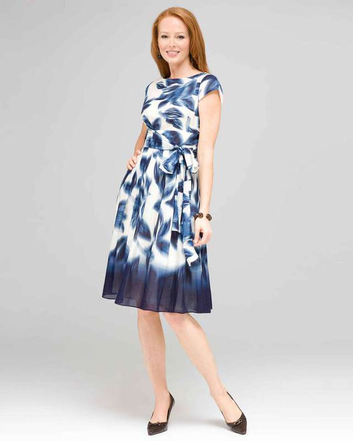 Blurred Leaf Floral Wrap Dress, Ivory Multi, large, image 1