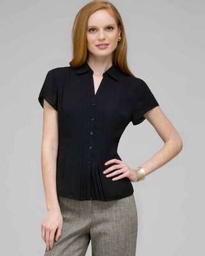 Must Have Washable No-Iron Georgette Blouse, Black, medium, image 1