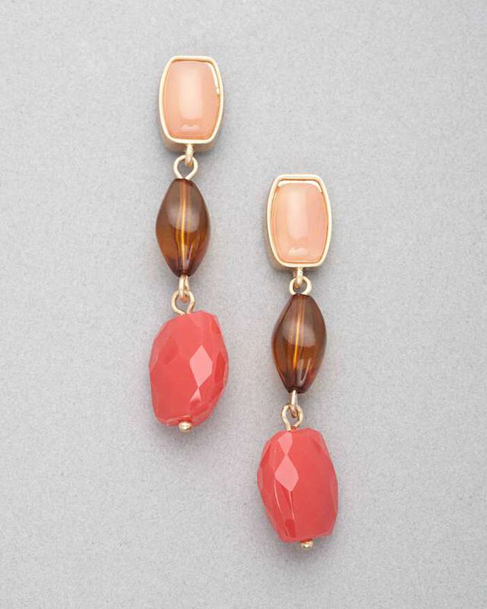 Pink Quartz Dangle Earring, Gold, large, image 1