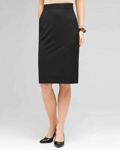 Slim Skirt With Back Kick Pleats, Black, medium, image 1