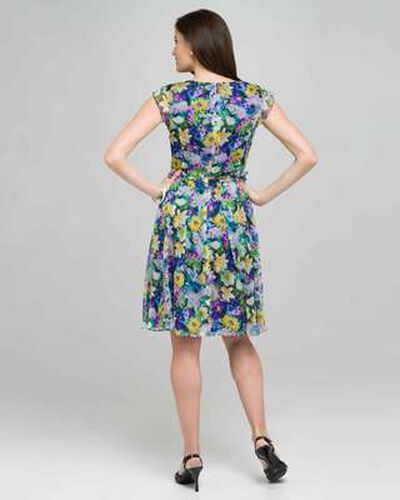 Floral Ruffly Seam Party Dress, Aloe Multi, medium, image 2