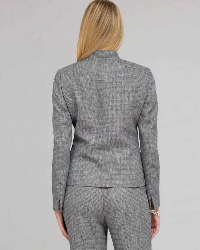One Button Flat Front Jacket, Ink & White, large, image 2