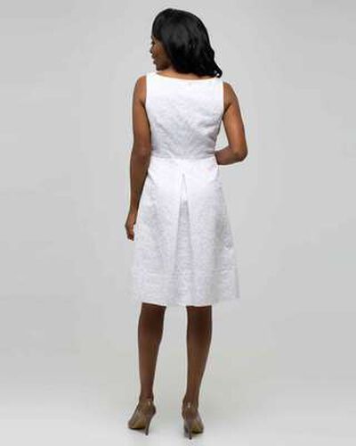 White Dress with Jewel Neckline, White, medium, image 2