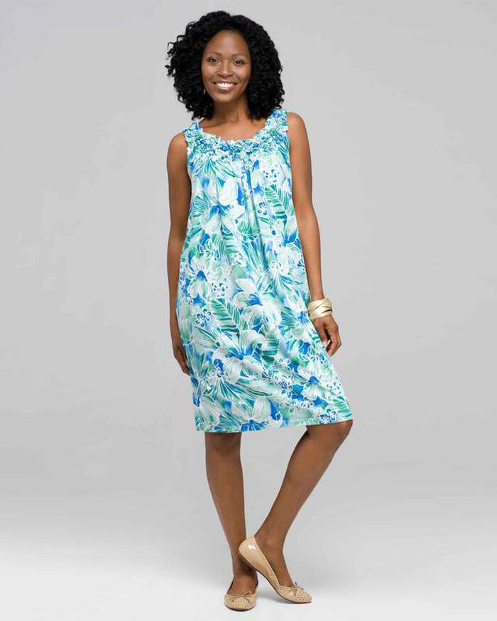 Floral Smock Tank Dress, Multi, large, image 1